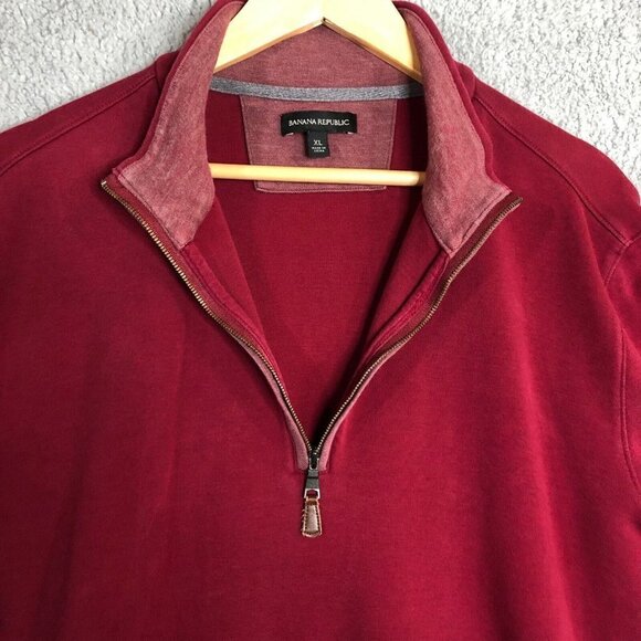 Banana Republic Men's Pullover Long Sleeve Red Plum 1/4 Zip Sweatshirt Size XL - Picture 3 of 10